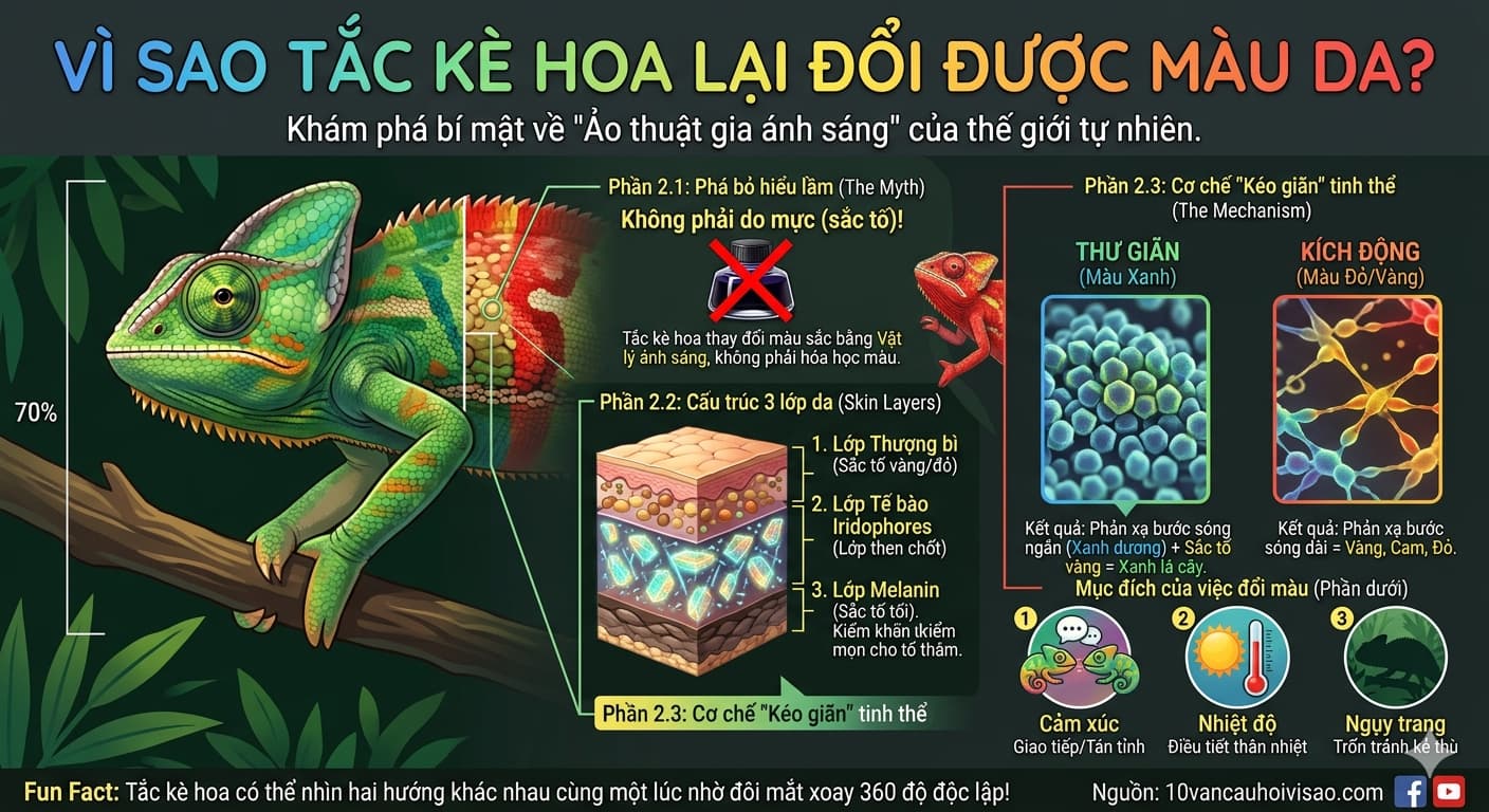 Vì sao tắc kè hoa lại đổi được màu da
