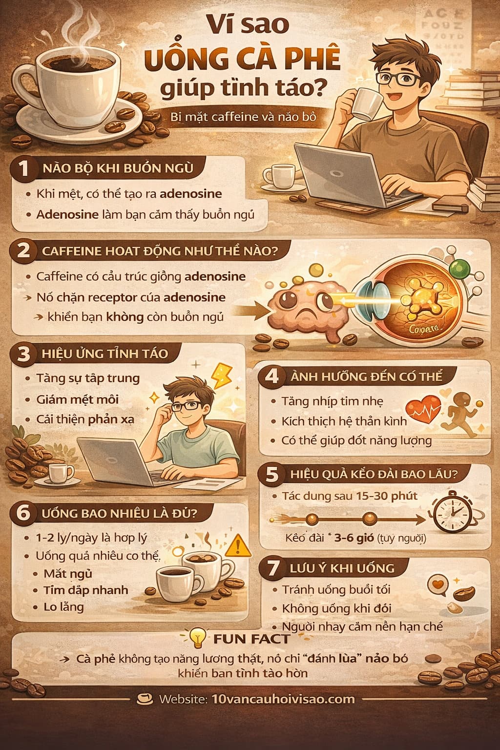 Vì sao uống cà phê giúp tỉnh táo