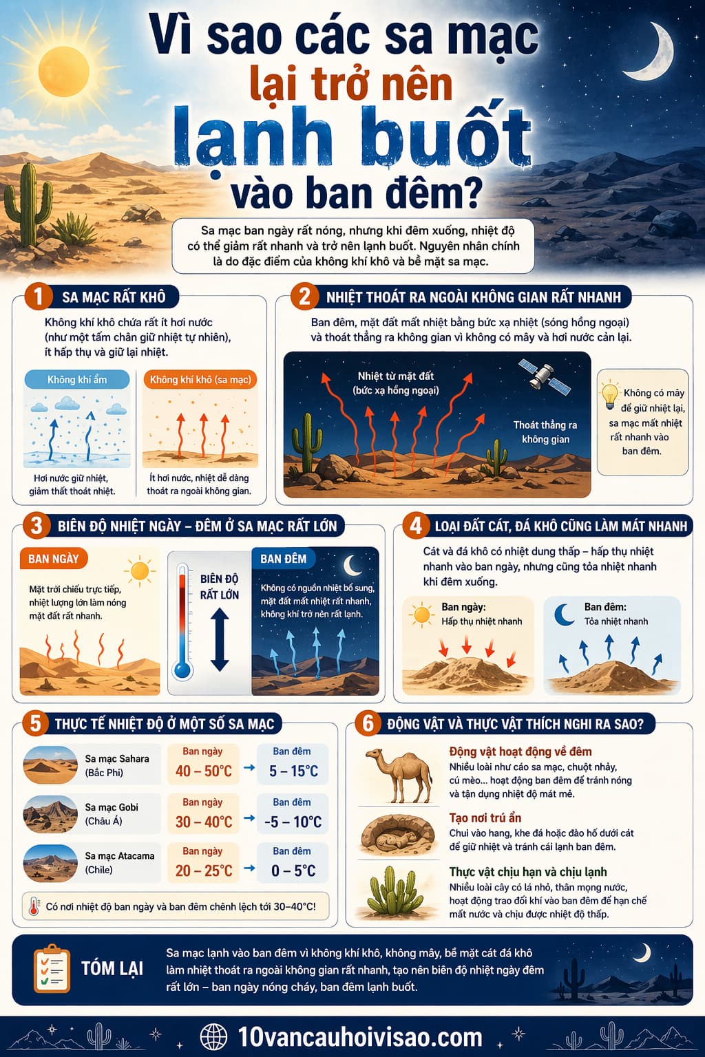 Vì sao các sa mạc lại trở nên lạnh buốt vào ban đêm
