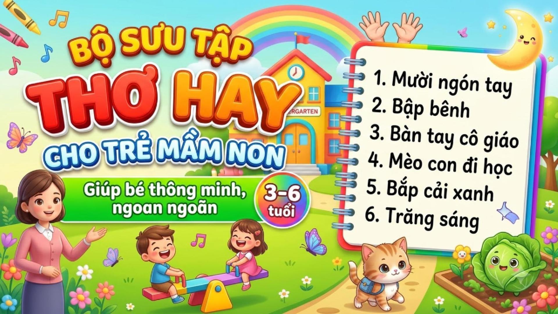 Tuyển Tập Thơ Cho Bé Mầm Non Hay Nhất 3-6 Tuổi | Giúp Bé Phát Triển Ngôn Ngữ